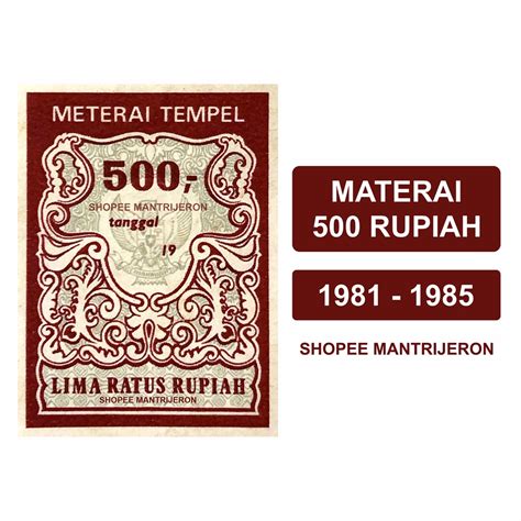 Jual Materai Tahun Meterai Tempel Lima Ratus Rupiah Lama