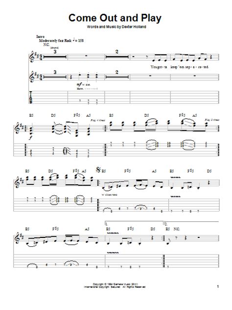 Come Out And Play by The Offspring - Guitar Tab Play-Along - Guitar Instructor