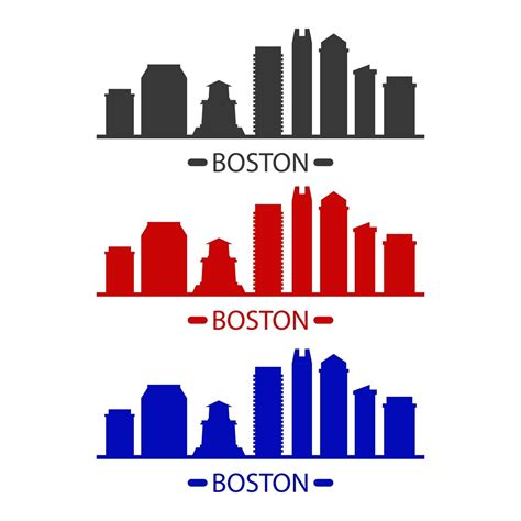 Boston skyline illustrated on white background 3336956 Vector Art at ...