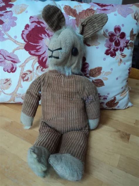 Jouet Ancien Lapin Peluche Tissu Yeux En Fer Poup E Poupon Baigneur