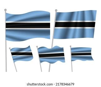 Set Botswana Waving Flag On Isolated Stock Vector Royalty Free