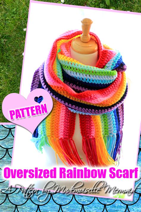 Mademoiselle Mermaid New Crochet Pattern Chunky Rainbow Scarf