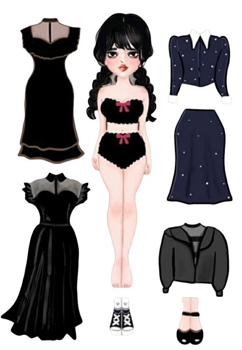 Wednesday Paper Doll Printable Paper Doll Template Paper Dolls