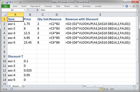 Display All Formulas At Once In Excel