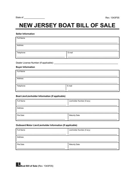 Free New Jersey Boat Bill Of Sale Template Pdf Word