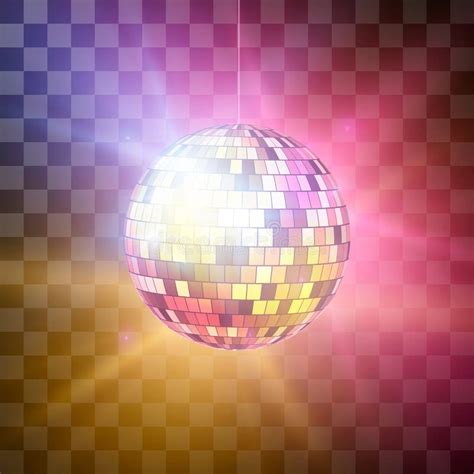 Disco Ball With Bright Rays On Transparent Background Night Party