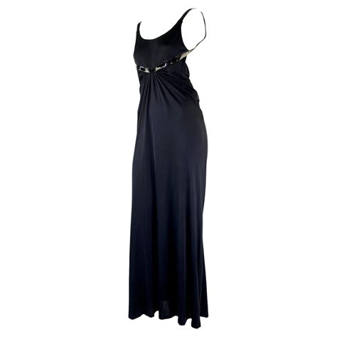 Iconic Gucci By Tom Ford 1999 Black Deep Cleavage Maxi Dress Evening