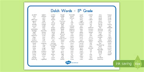 Dolch Words Fifth Grade Word Mat Teacher Made Twinkl