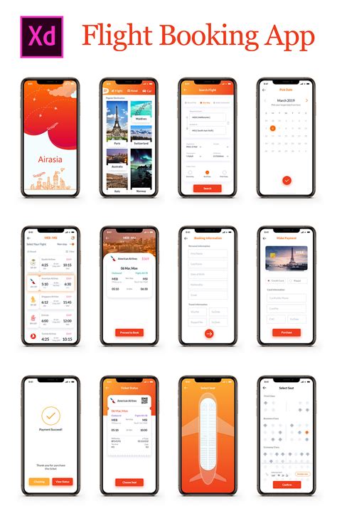 Flight Booking App Ui Kit On Behance