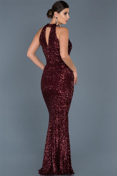 Burgundy Mermaid Evening Dress Abu550