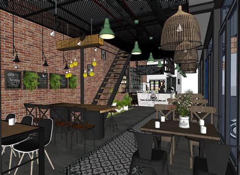 Coffee Shop Free Sketchup Interior Scene