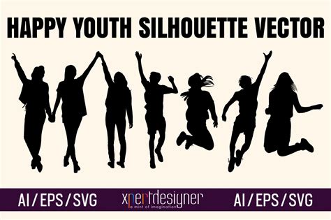 Happy Youth Silhouette Vector: Set - 1 Graphic by XpertDesigner ...