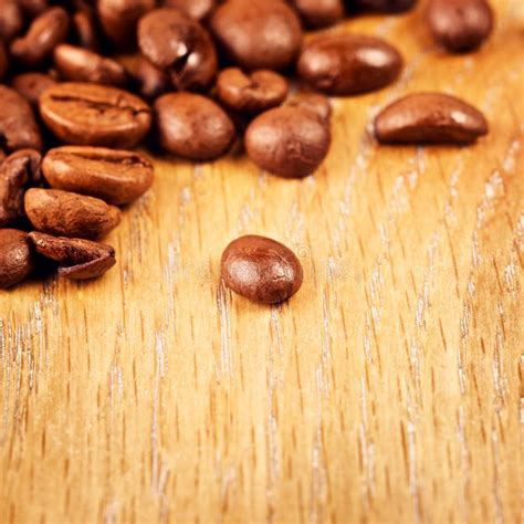 Coffee Beans On Wooden Table Stock Image Image Of Dark Group