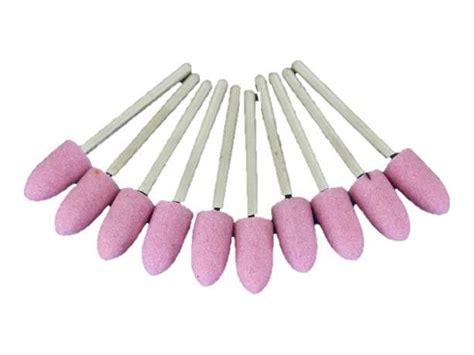 TEMO 10 Pc 8 Mm 5 16 Inch Bullet Pink Aluminum Oxide Mounted Stone