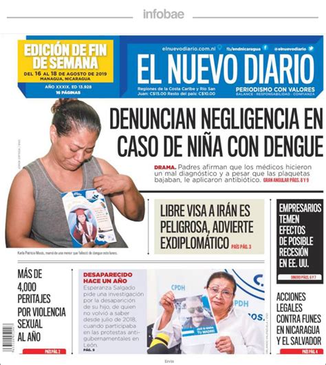 El Nuevo Diario Nicaragua 16 De Agosto De 2019 Infobae