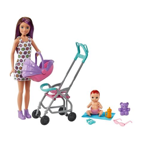 Coffret Poupée Barbie Skipper Baby Sitter Poussette Mattel King Jouet