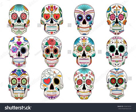 Colorful Sugar Skulls Stock Vector (Royalty Free) 293679374 | Shutterstock