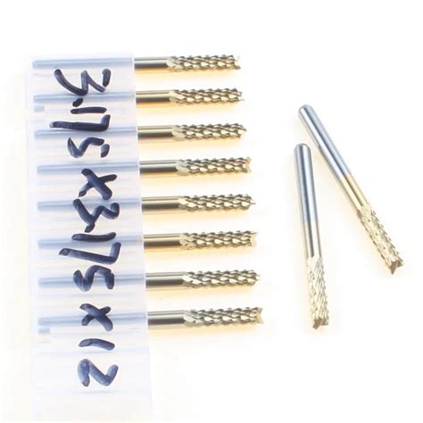 10pc 3 175 3 175 12MM Titanium Coated Carbide PCB Cutter End Mill For