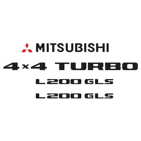 Kit Adesivo L200 Gls 4x4 Turbo Emblema Mitsubishi Preto Submarino