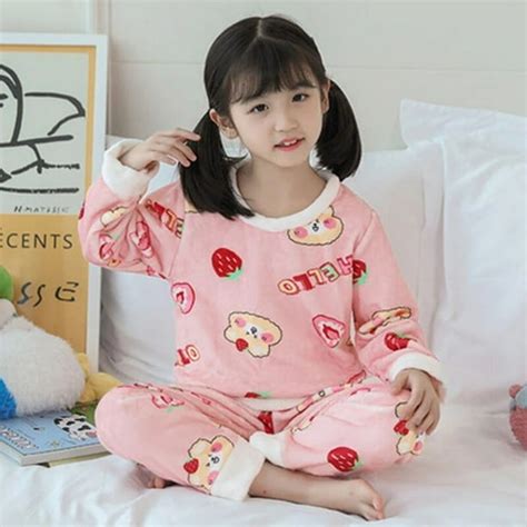 Conjunto De Pijama De Franela Para Niños Y Niñas Bonito Conjunto De Invierno Con Dibujos