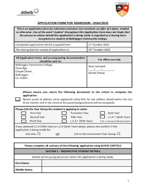 Fillable Online Application Form For Admission 2024 25 Page 1 Of 9