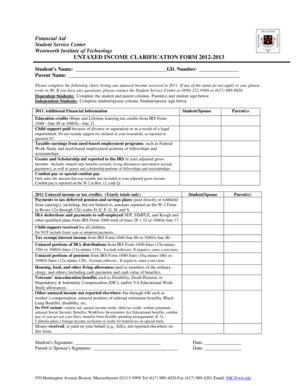 Fillable Online Wit Untaxed Income Clarification Form