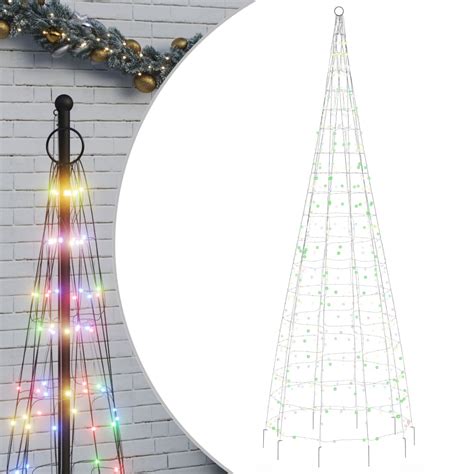 Vidaxl Christmas Tree Light On Flagpole Leds Colorful