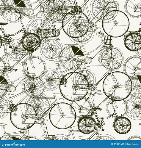 Abstract Seamless Bicycles Pattern Stylish Vector Print Stock Vector