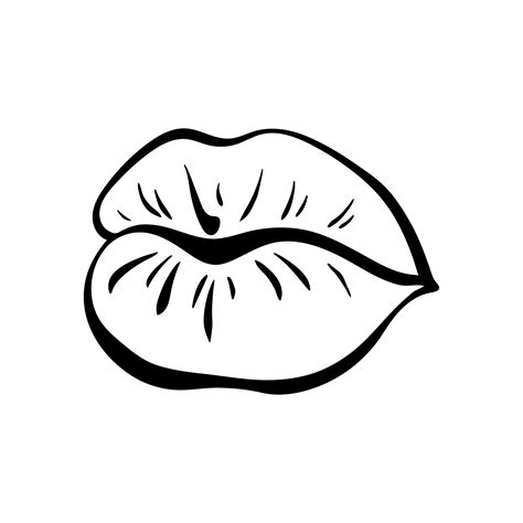 Silhouette Of Female Lips In Retro Pop Art Style Mouth With Routing