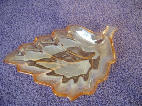 Glass Leaf Dish Iridescent Gold Etsy Glass Leaves Vintage Glassware Glass