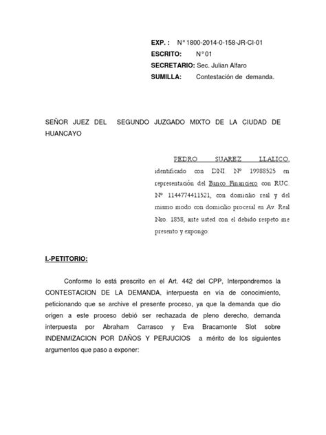 Contestacion De Demanda Pdf Demanda Judicial Virtud