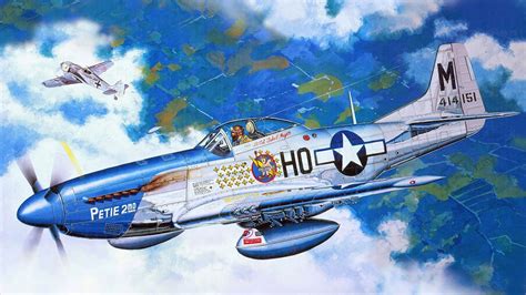 North American P 51d Mustang Petie 2nd By Masao Satake Aircraft Art