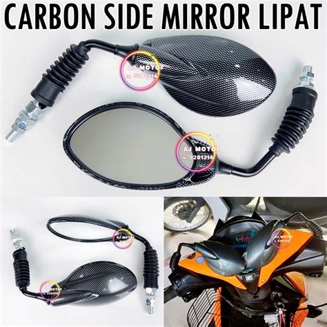 1SET LIPAT SIDE MIRROR CARBON ADJUSTABLE Y125Z Y125ZR 125 125ZR 125Z