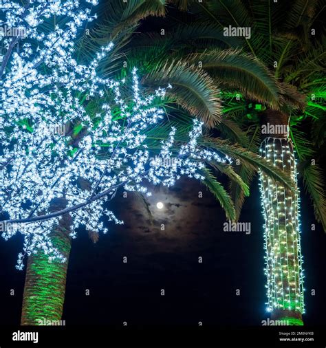 Christmas Lights In The Streets Of Nerja Stock Photo Alamy