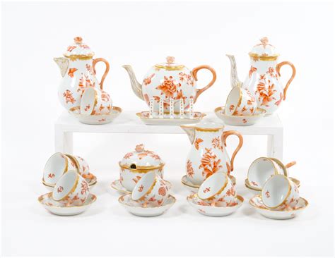 Herend Hand Painted And Gilt Decorated Glazed Porcelain Coffee Set