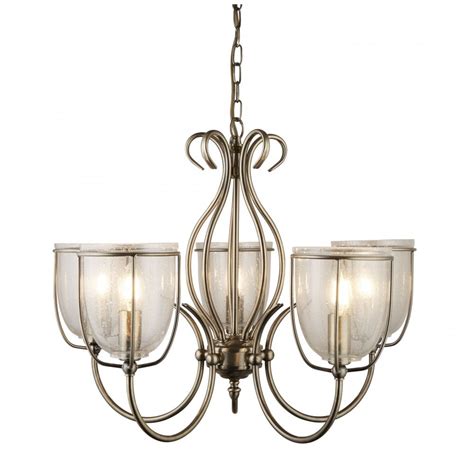 Searchlight Lighting Silhouette 5 Light Ceiling Pendant Light In Antique Brass Finish 6355 5ab