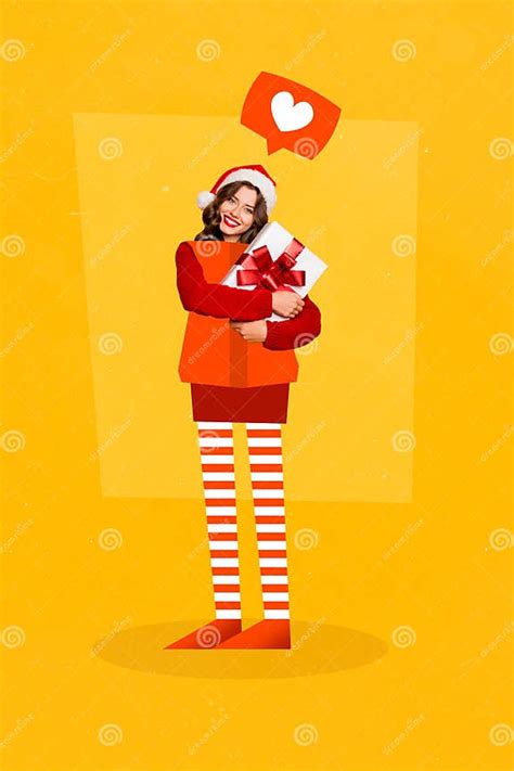 Vertical Creative Photo Collage Of Good Mood Positive Cheerful Girl