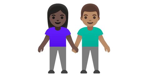 Homem E Mulher De Mãos Dadas Pele Escura E Pele Morena Emoji