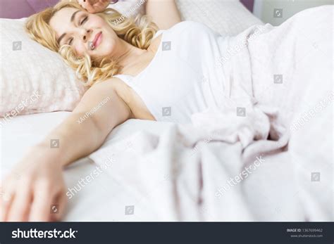 Beautiful Blonde Woman Sleeping Her Bed Stock Photo 1367699462 Shutterstock