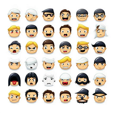 Costume Faces Emojis 2d cartoon vector illustration on whi 30684320 ...