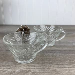 Vintage Punch Bowl Replacement Cups Set Of 2 Mid Century Pressed