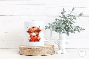 Highland Cow Valentine Sublimation Graphic By Rainbowtown Creative