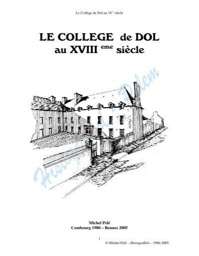 LE COLLEGE De DOL Au XVIII Sicle Histogen Dol