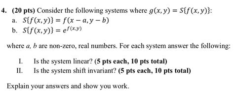 Solved 4 20 Pts Consider The Following Systems Where