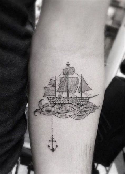 Traditional anchor tattoo with ship - Tattooimages.biz