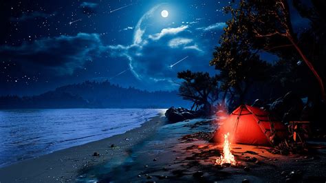 Hours K Campfire On The Beach Ambience Crackling Fire Ocean