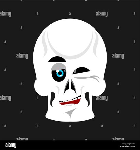 Skull winks Emoji. skeleton head happy emotion isolated Stock Vector ...