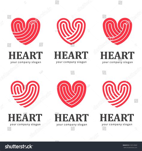 Red Heart Vector Set Logo Design Stock Vector (Royalty Free) 618314969 ...