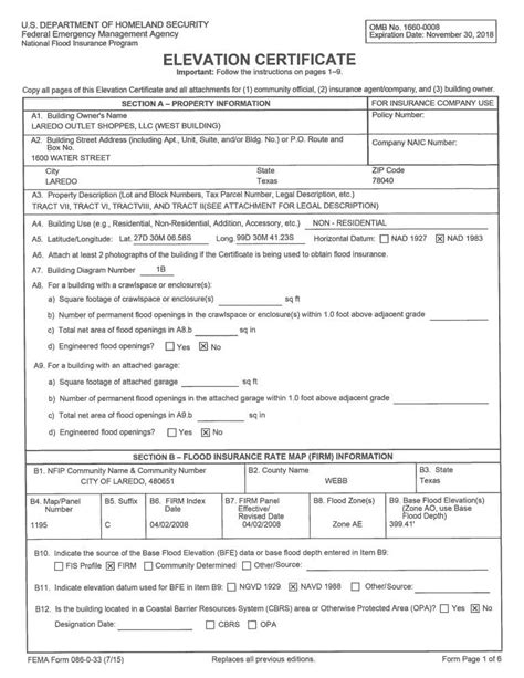 Sample Elevation Certificate