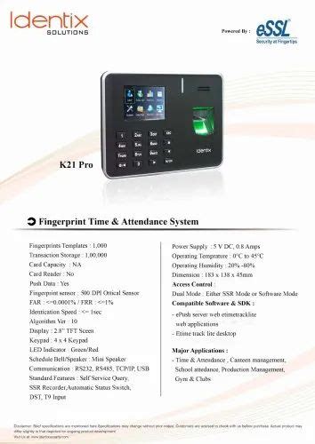 Fingerprint Password ESSL K21 PRO Biometric Time Attendance System At